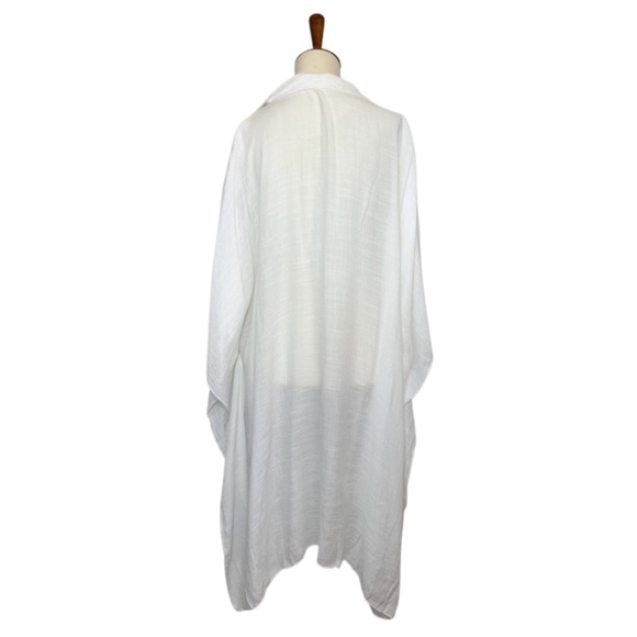 Flowing White Button Down Kimono Beach Coverup - Picture 11 of 15